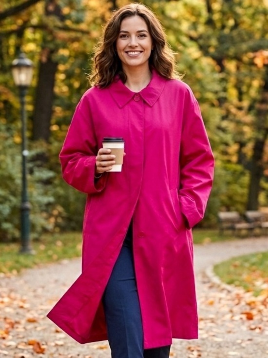 Jackets & Blazers - A New Day Women's Long Trench Coat -
Vibrant Magenta Pink size XL